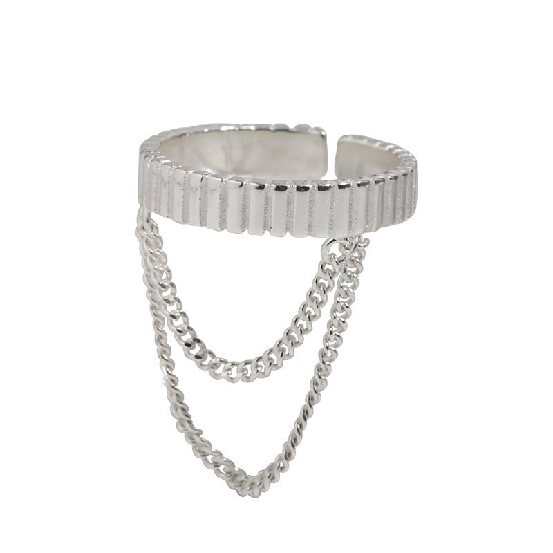 Sterling Silver Gear Chain Ring for Women