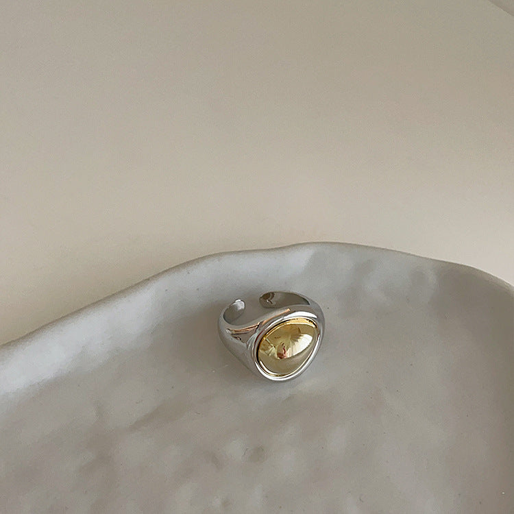 Irregular Metal Ring in Gold and Silver Contrast