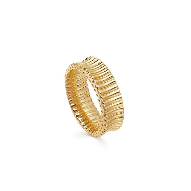 18K Gold Thick Chain and Irregular Melted Ring Set